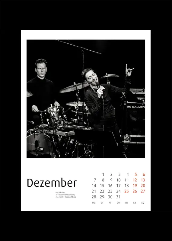 Enjoy Jazz Kalender 2026 - Fotos: Frank Schindelbeck Jazzofotgrafie