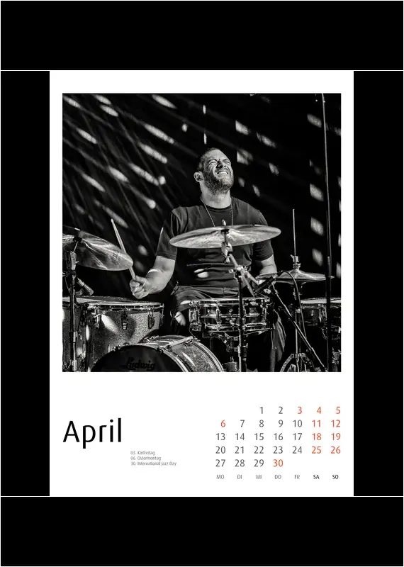 Enjoy Jazz Kalender 2026 - Fotos: Frank Schindelbeck Jazzofotgrafie