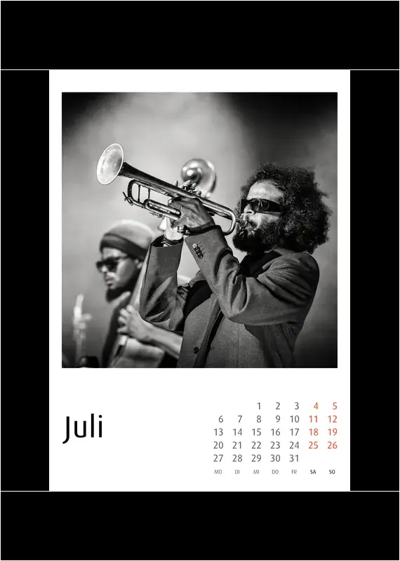 Enjoy Jazz Kalender 2026 - Fotos: Frank Schindelbeck Jazzofotgrafie